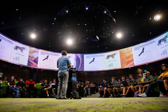 ASU Rob Walton College of Global Futures professor Milan Shrestha teaching about conservation in his Sustainable World course